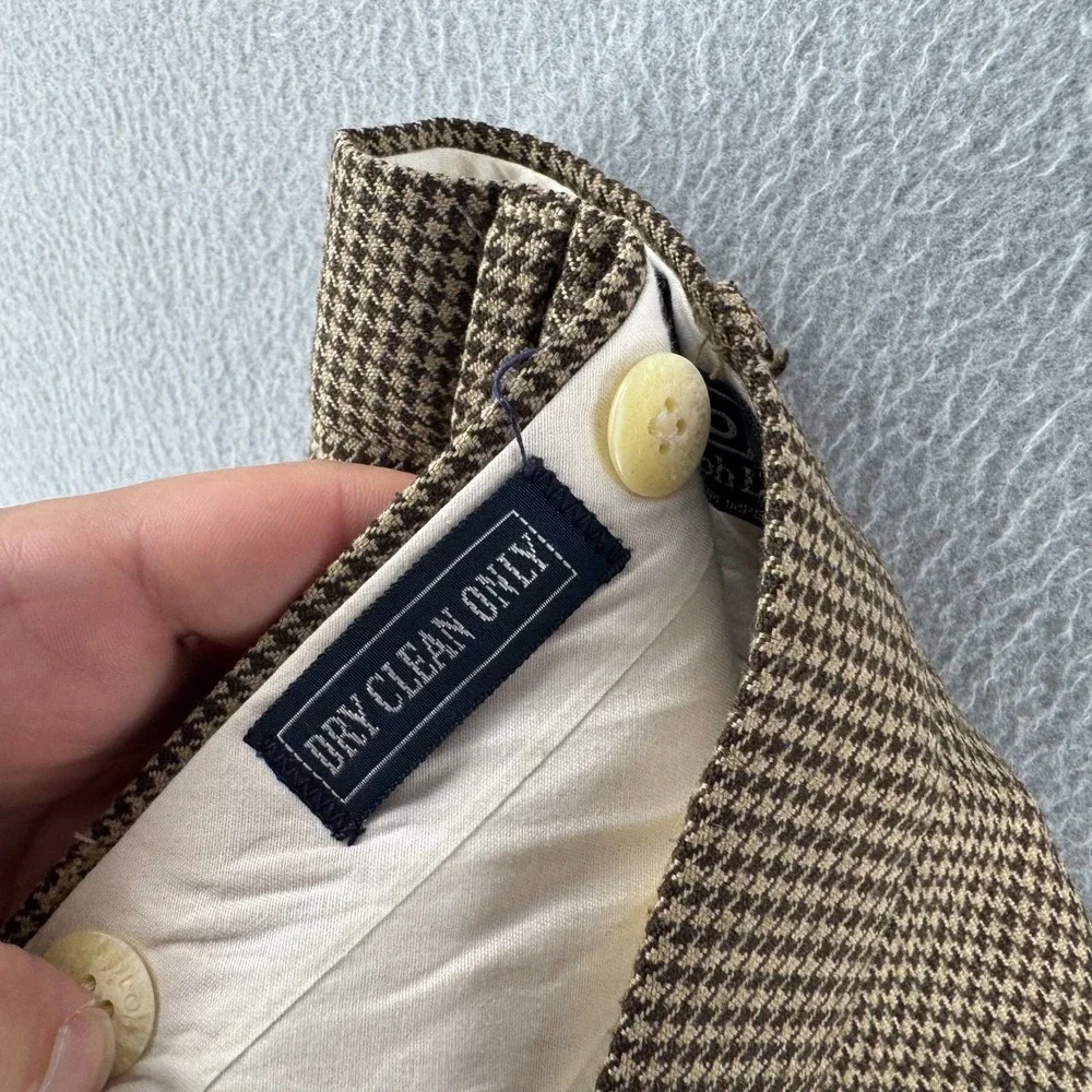 Vintage Polo Ralph Lauren Pants Mens Fits 36x31 Houndstooth Pleated Slacks USA
